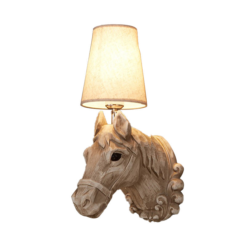 Frendorf | 1 Lichte Wandspot Verlichting Traditionele Paardenhaar Wandlamp Lichtarmatuur in Lichtbruin met Verloop Stoffen Shade