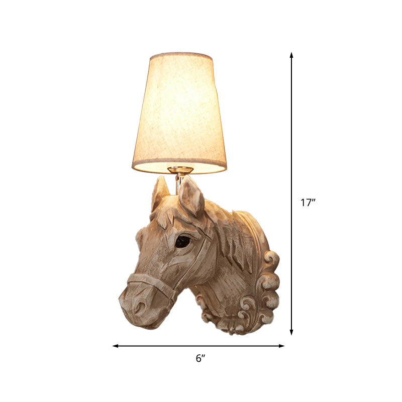 Frendorf | 1 Lichte Wandspot Verlichting Traditionele Paardenhaar Wandlamp Lichtarmatuur in Lichtbruin met Verloop Stoffen Shade