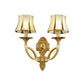 Frendorf | 1/2-Licht Frosted Glas Wandlamp Traditionelle Messing Paneled Glocke Wohnzimmer Wandlampe mit Gewundenem Arm