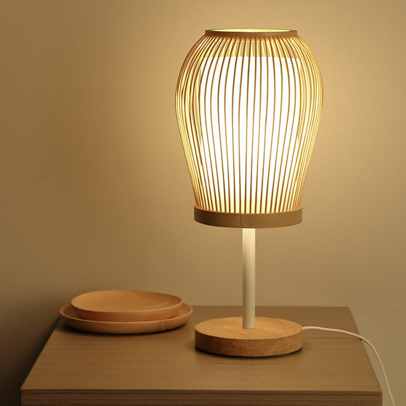 Frendorf | Vespera - Nordische Bambus-Tischlampe mit Soft Glow Stoffkern