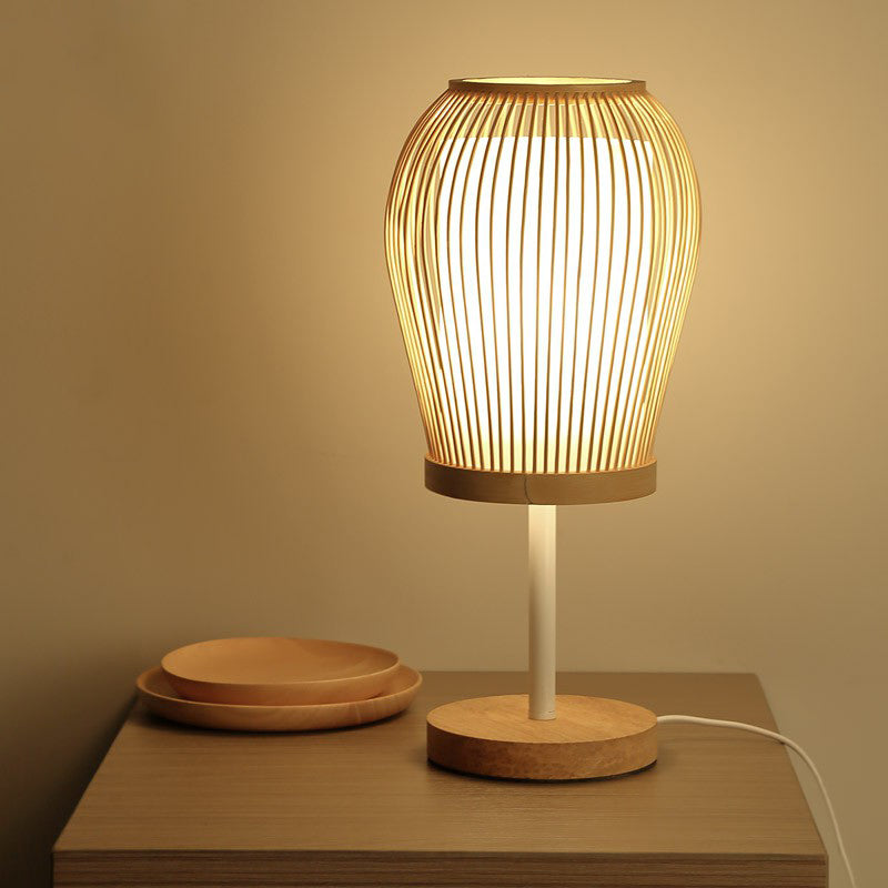 Frendorf | Vespera - Nordische Bambus-Tischlampe mit Soft Glow Stoffkern