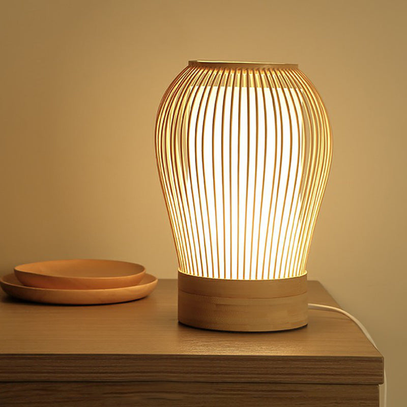 Frendorf | Vespera - Nordische Bambus-Tischlampe mit Soft Glow Stoffkern