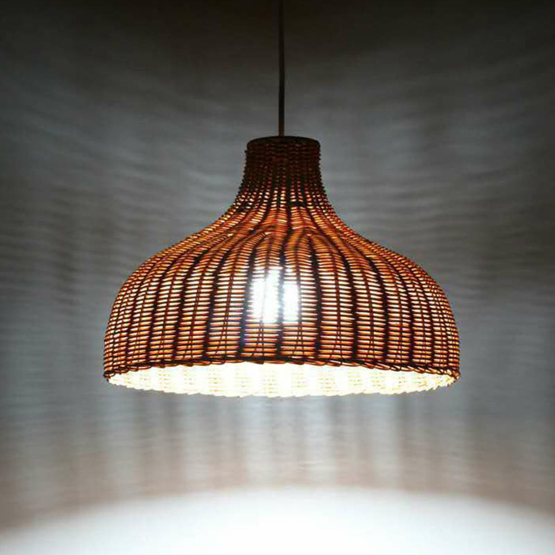 Asiatischer Stil Zwiebel-förmige Hängelampe Bambus 1-Licht Wohnzimmer Pendelleuchte