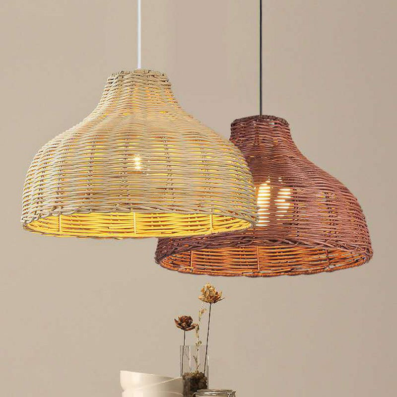 Asiatischer Stil Zwiebel-förmige Hängelampe Bambus 1-Licht Wohnzimmer Pendelleuchte