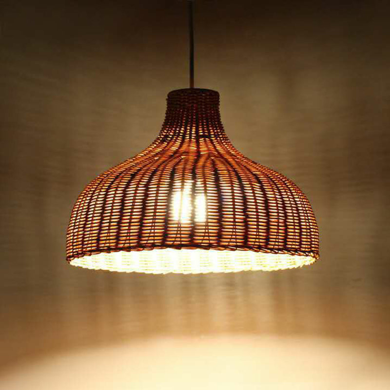 Asiatischer Stil Zwiebel-förmige Hängelampe Bambus 1-Licht Wohnzimmer Pendelleuchte