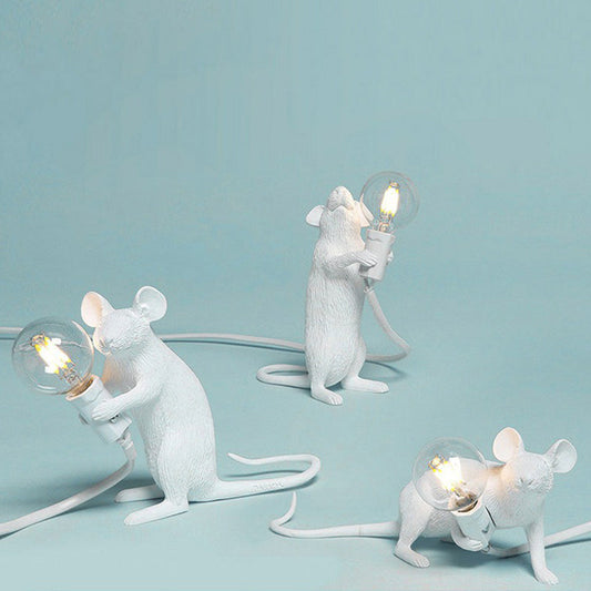 Dekorative Bare Bulb Tischlampe Harz 1-Licht Schlafzimmer Nachtlampe mit Mausbasis