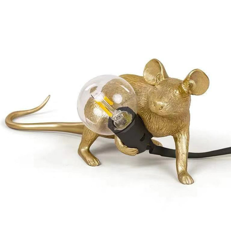 Dekorative Bare Bulb Tischlampe Harz 1-Licht Schlafzimmer Nachtlampe mit Mausbasis