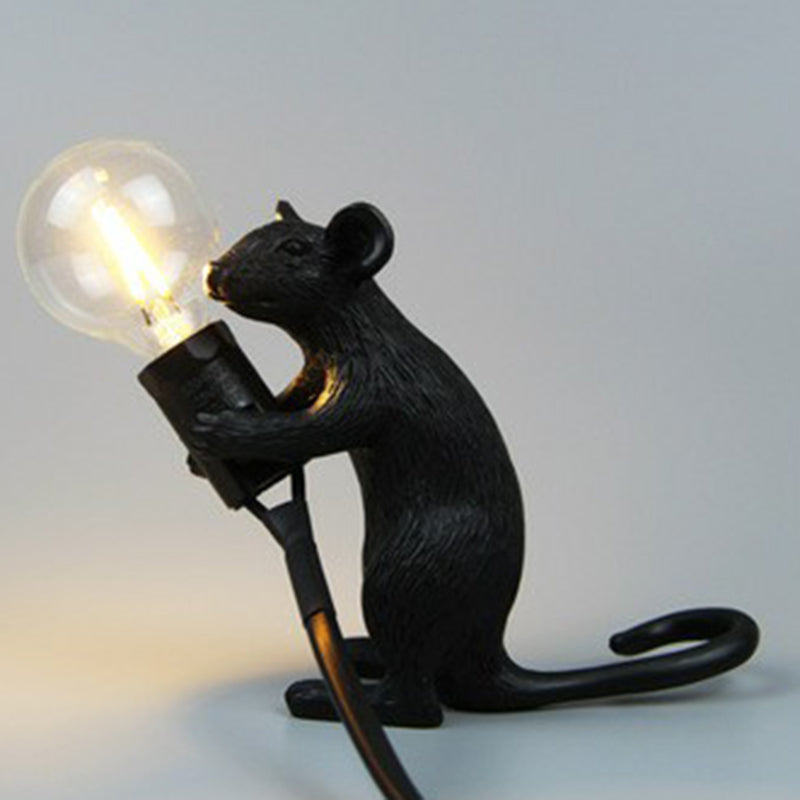 Dekorative Bare Bulb Tischlampe Harz 1-Licht Schlafzimmer Nachtlampe mit Mausbasis