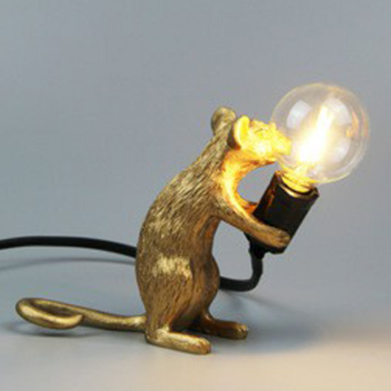 Dekorative Bare Bulb Tischlampe Harz 1-Licht Schlafzimmer Nachtlampe mit Mausbasis