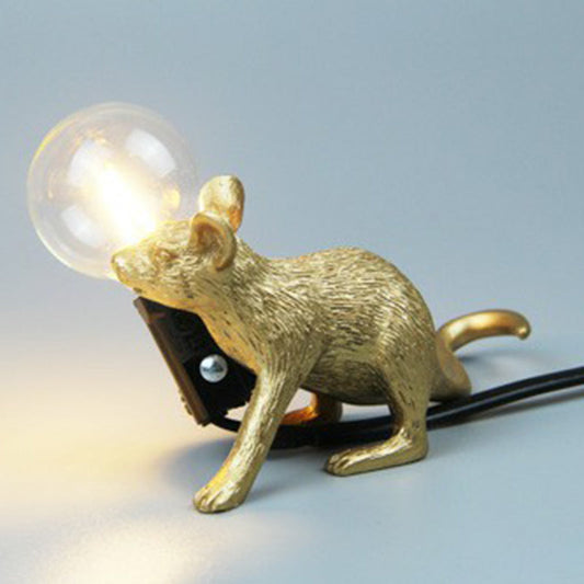 Dekorative Bare Bulb Tischlampe Harz 1-Licht Schlafzimmer Nachtlampe mit Mausbasis
