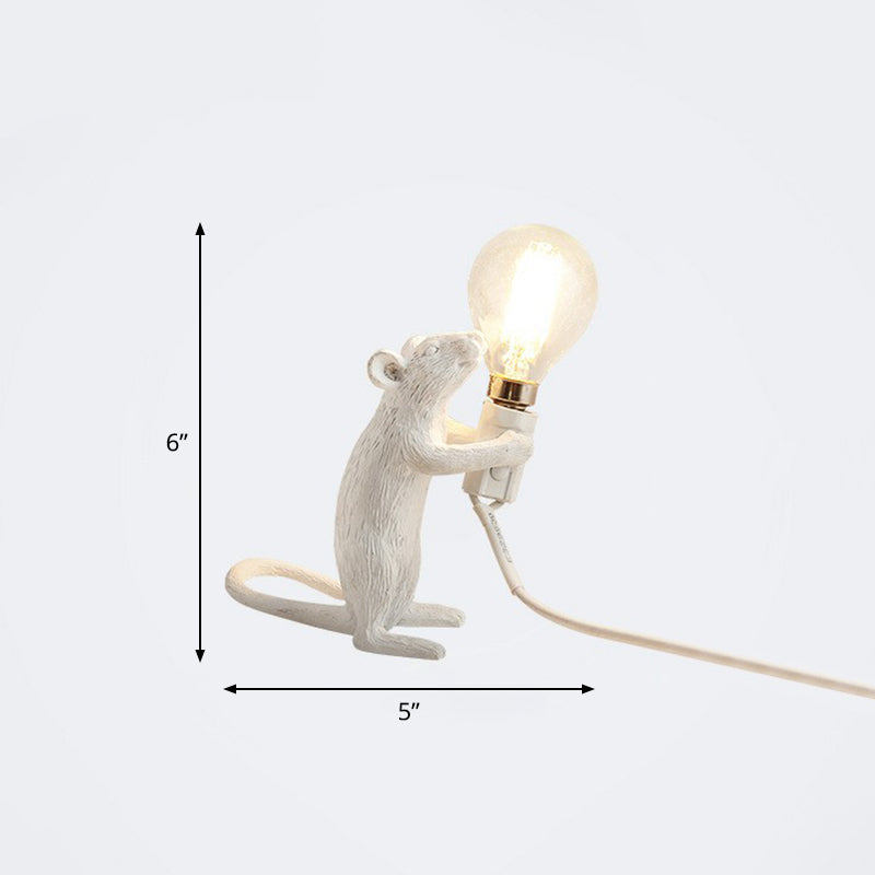 Dekorative Bare Bulb Tischlampe Harz 1-Licht Schlafzimmer Nachtlampe mit Mausbasis