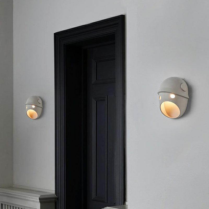 Frendorf | Decorative Funny Facial Expression Wall Lamp Resin Bedroom LED Wall-Mounted Lighting in Gray