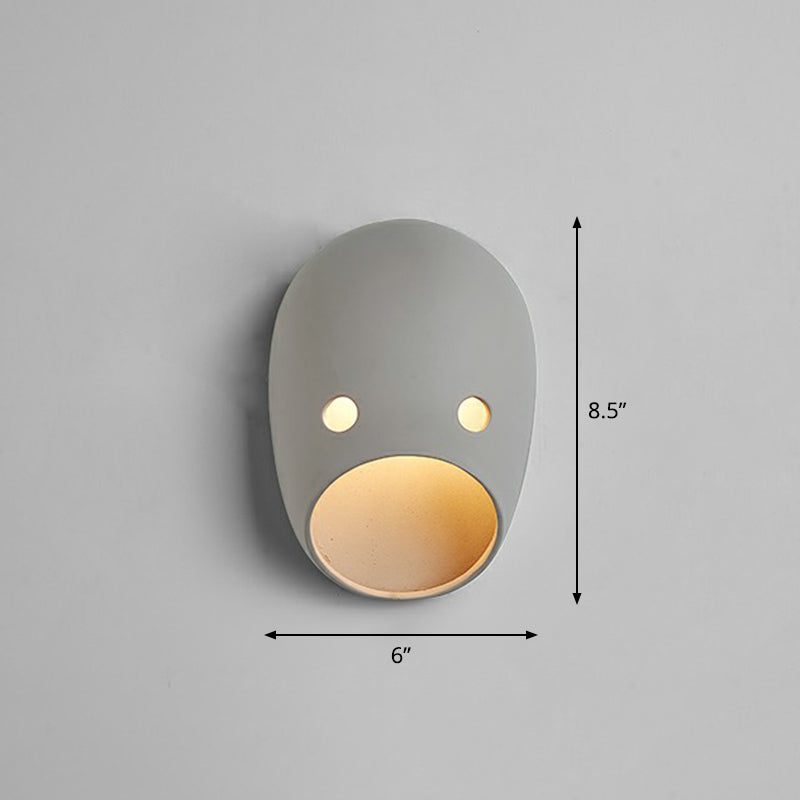 Frendorf | Decorative Funny Facial Expression Wall Lamp Resin Bedroom LED Wall-Mounted Lighting in Gray