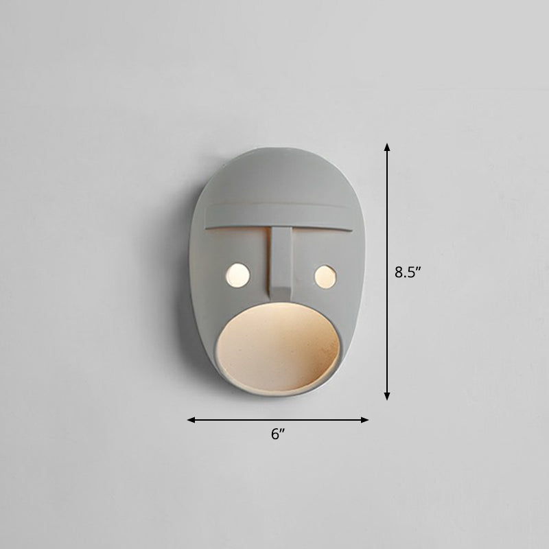 Frendorf | Decorative Funny Facial Expression Wall Lamp Resin Bedroom LED Wall-Mounted Lighting in Gray
