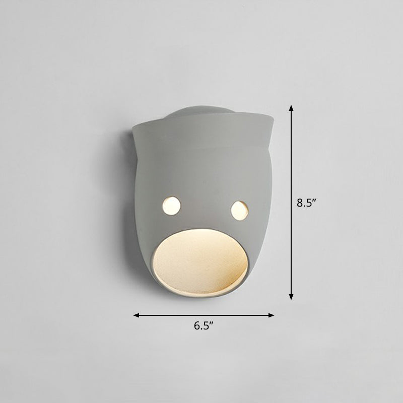 Frendorf | Decorative Funny Facial Expression Wall Lamp Resin Bedroom LED Wall-Mounted Lighting in Gray