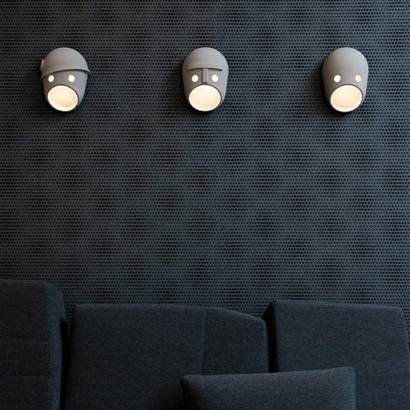 Frendorf | Decorative Funny Facial Expression Wall Lamp Resin Bedroom LED Wall-Mounted Lighting in Gray