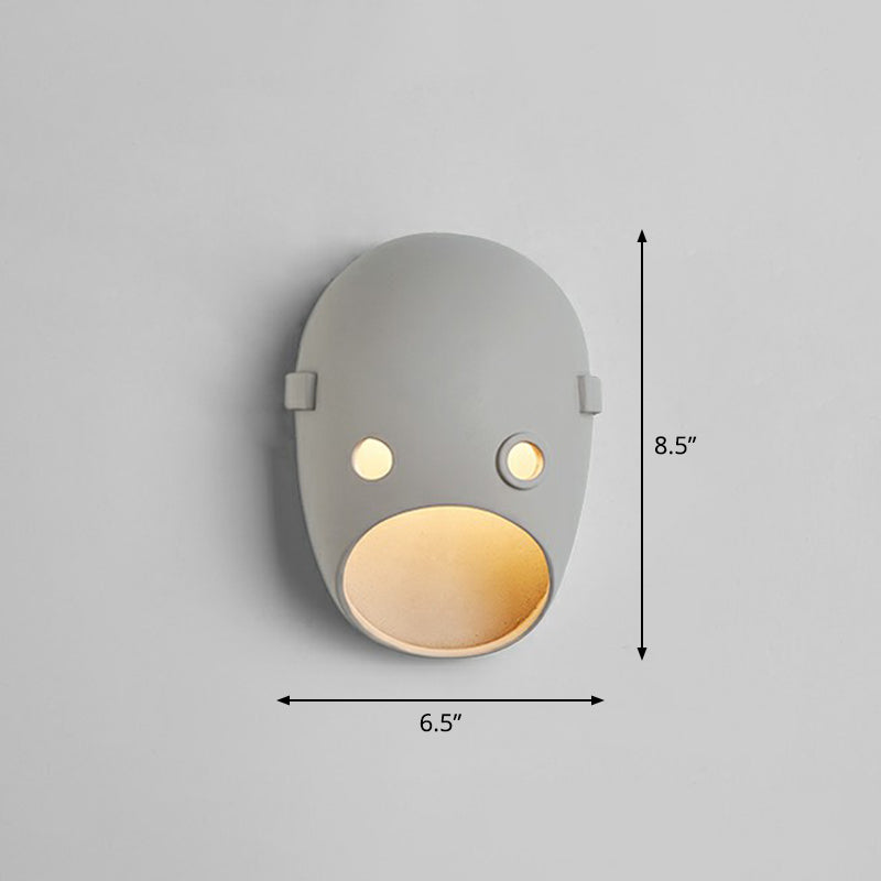 Frendorf | Decorative Funny Facial Expression Wall Lamp Resin Bedroom LED Wall-Mounted Lighting in Gray