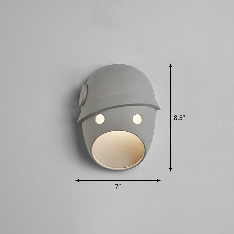Frendorf | Decorative Funny Facial Expression Wall Lamp Resin Bedroom LED Wall-Mounted Lighting in Gray