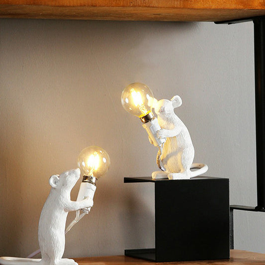 Mausförmige Mini Schlafzimmer Tischlampe Resin 1 Kopf Neuheit Kinder Nachttischlampe