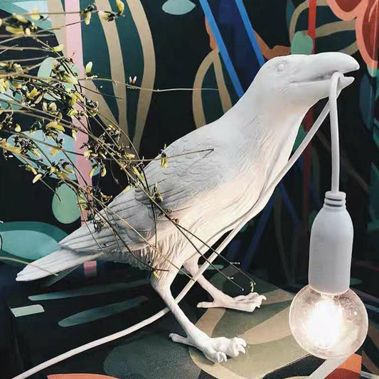 Vogelvormige Tischlampe Künstlerisch Kreative Harz Ein-Birne Nachttischlampe für Schlafzimmer