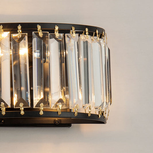 Frendorf | 2 Glühbirnen Prismen-Kristall-Wandleuchte Minimalistische halbmondförmige Wohnzimmer Wandmontierte Licht