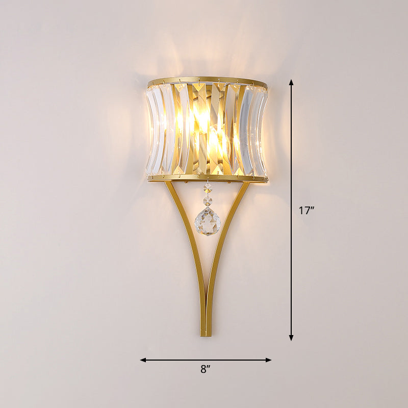 Frendorf | Gekromde Kristallen Flush Wandlamp Traditionele 1-Lichts Bedside Wandmontage Verlichtingsarmatuur