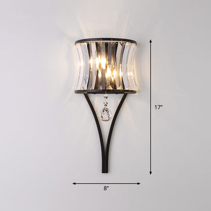 Frendorf | Gekromde Kristallen Flush Wandlamp Traditionele 1-Lichts Bedside Wandmontage Verlichtingsarmatuur