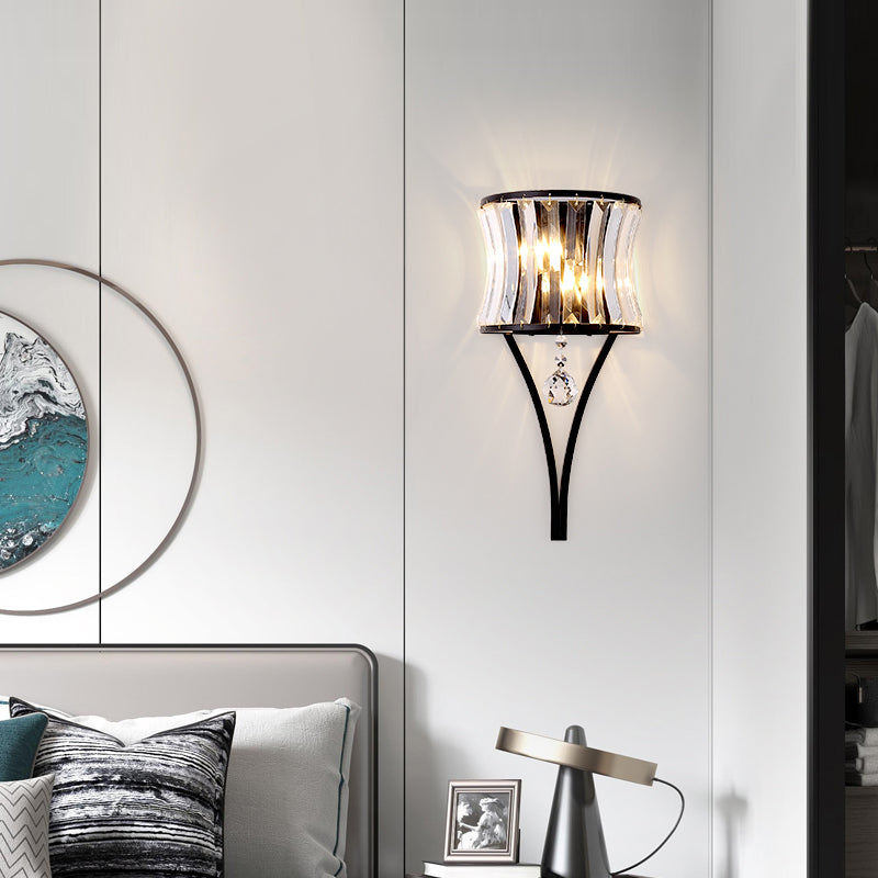Frendorf | Gekromde Kristallen Flush Wandlamp Traditionele 1-Lichts Bedside Wandmontage Verlichtingsarmatuur