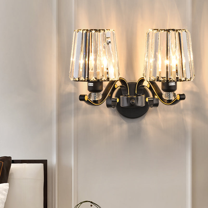 Frendorf | Wandlamp Moderne Woonkamer Wandmontage Lamp met Conische Kristallen Schaduw in Zwart
