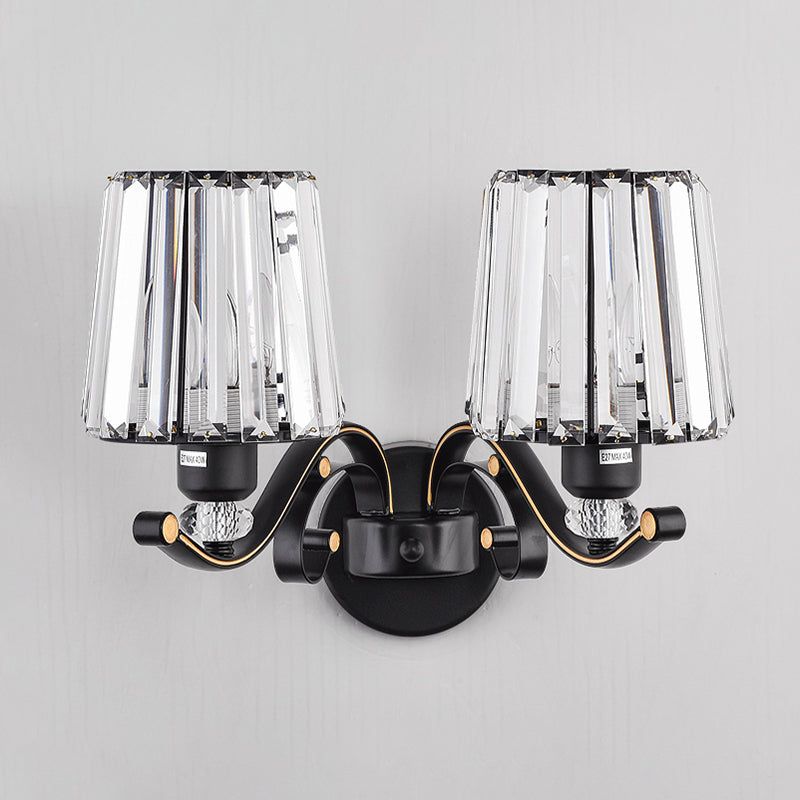 Frendorf | Wandlamp Moderne Woonkamer Wandmontage Lamp met Conische Kristallen Schaduw in Zwart