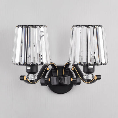 Frendorf | Wandlamp Moderne Woonkamer Wandmontage Lamp met Conische Kristallen Schaduw in Zwart