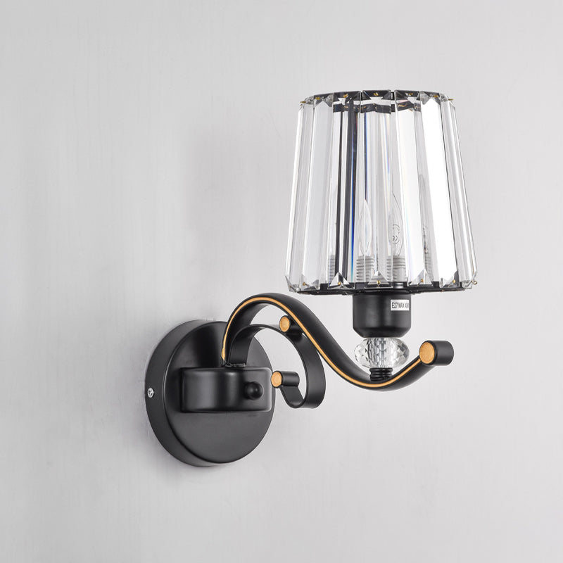 Frendorf | Wandlamp Moderne Woonkamer Wandmontage Lamp met Conische Kristallen Schaduw in Zwart