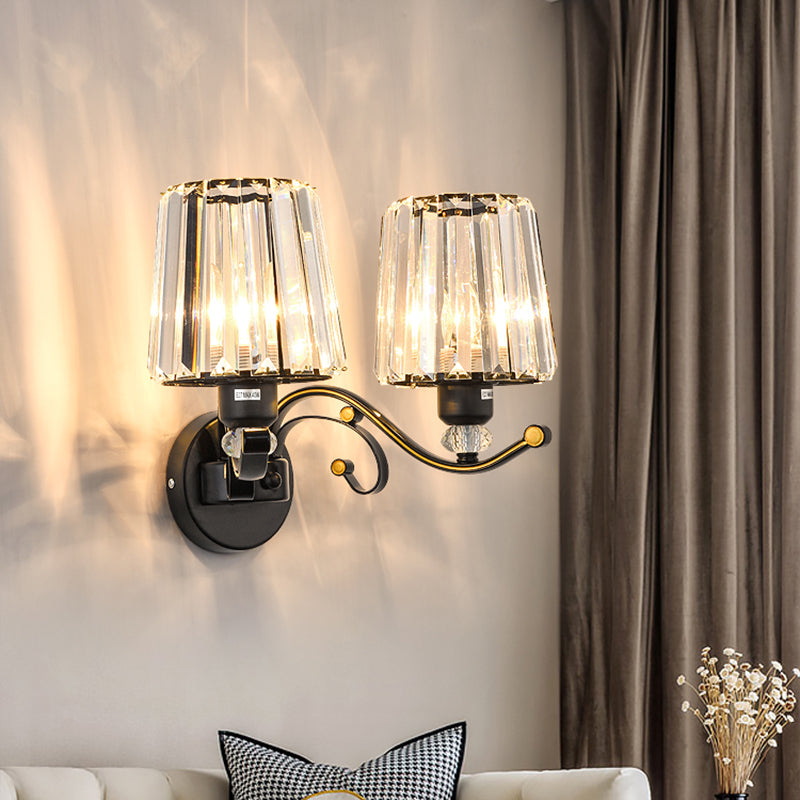 Frendorf | Wandlamp Moderne Woonkamer Wandmontage Lamp met Conische Kristallen Schaduw in Zwart