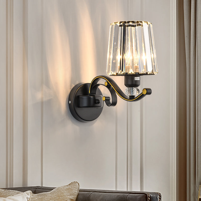 Frendorf | Wandlamp Moderne Woonkamer Wandmontage Lamp met Conische Kristallen Schaduw in Zwart
