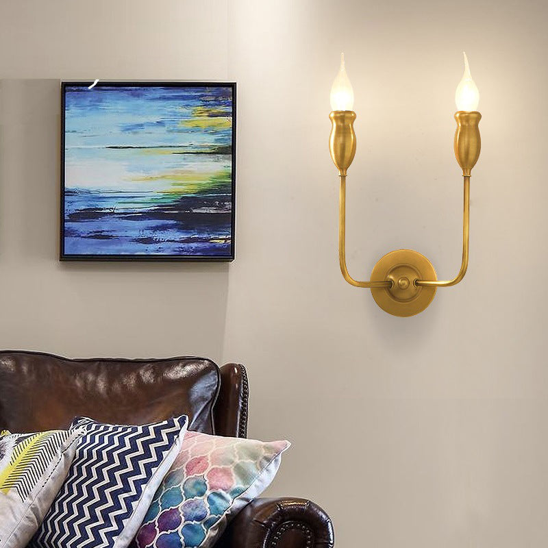 Frendorf | 1/2-Head Metall Wandlampe Vintage Stil Messing Kerze Esszimmer Wand Sconce Beleuchtung