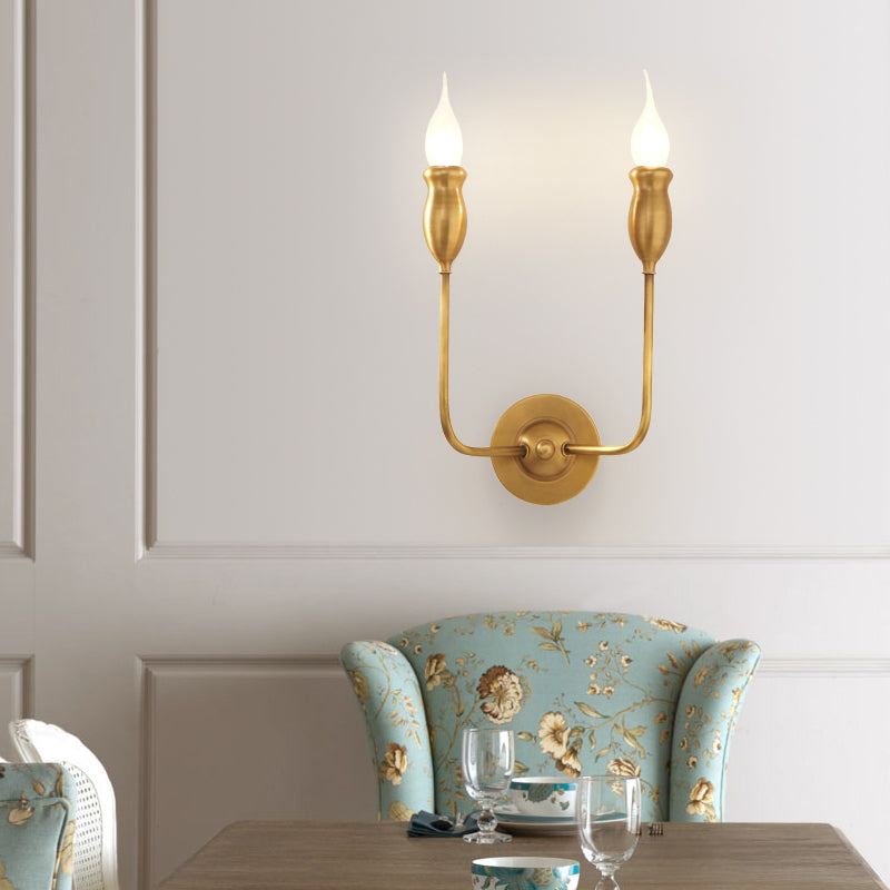 Frendorf | 1/2-Head Metall Wandlampe Vintage Stil Messing Kerze Esszimmer Wand Sconce Beleuchtung