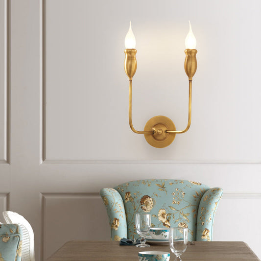 Frendorf | 1/2-Head Metall Wandlampe Vintage Stil Messing Kerze Esszimmer Wand Sconce Beleuchtung