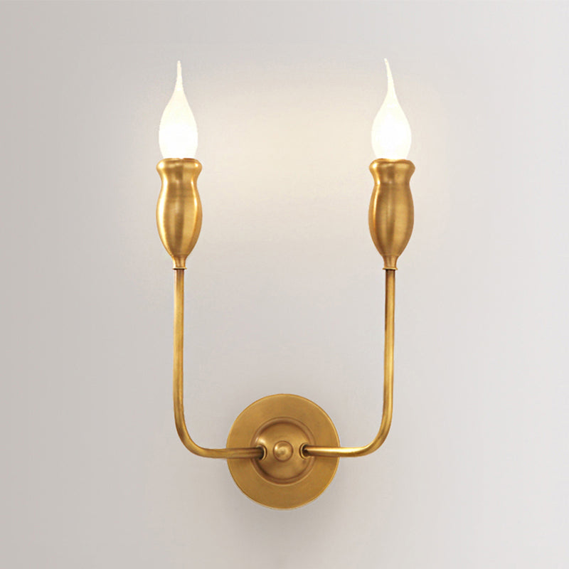 Frendorf | 1/2-Head Metall Wandlampe Vintage Stil Messing Kerze Esszimmer Wand Sconce Beleuchtung