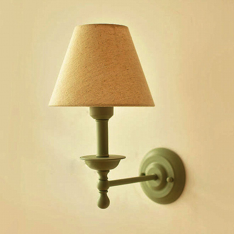 Frendorf | 1 Glühbirne Kegel Wandlampe Vintage-Stil Rot/Gelb/Blau Stoffschirm Wandbeleuchtung für Esszimmer