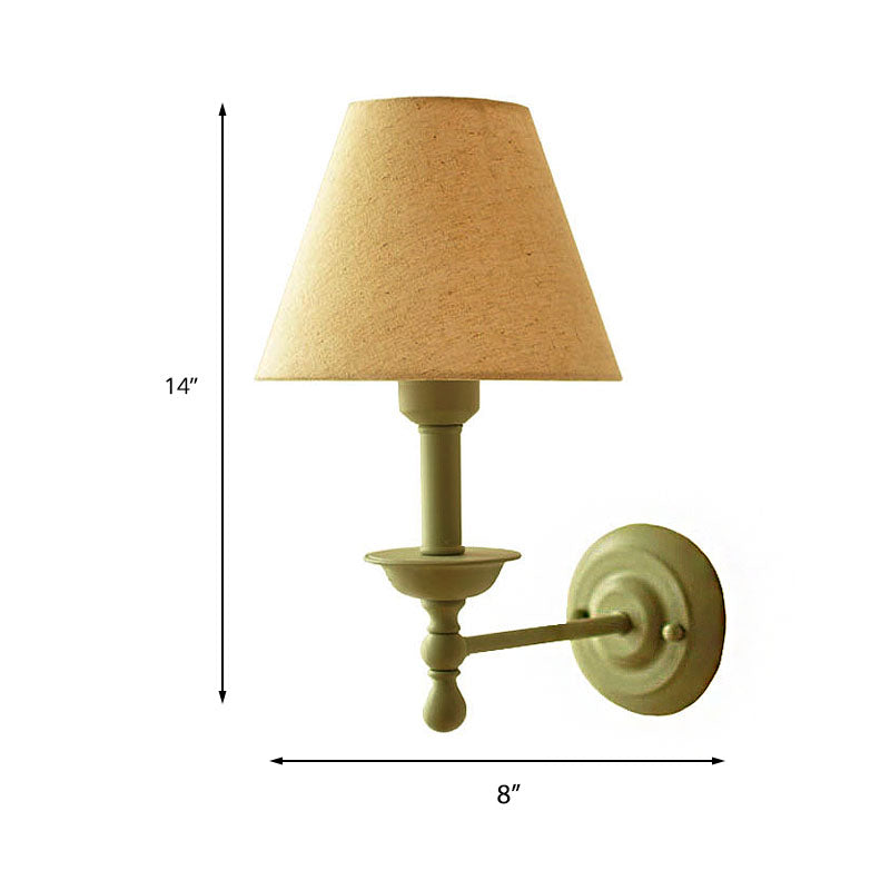 Frendorf | 1 Glühbirne Kegel Wandlampe Vintage-Stil Rot/Gelb/Blau Stoffschirm Wandbeleuchtung für Esszimmer