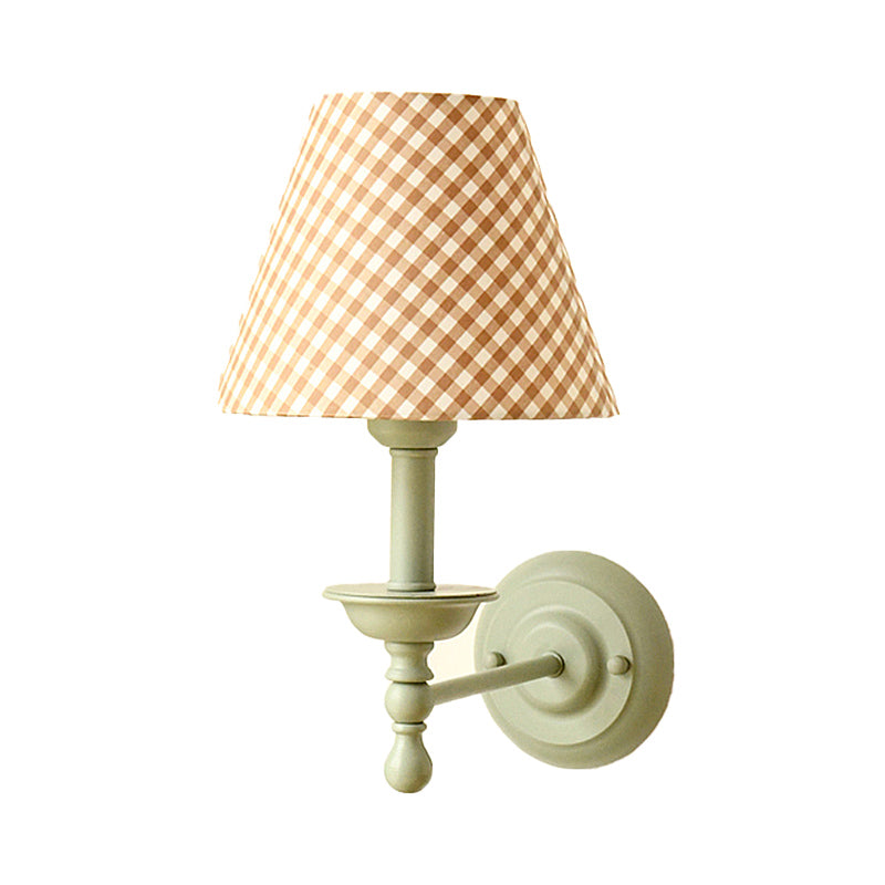 Frendorf | 1 Glühbirne Kegel Wandlampe Vintage-Stil Rot/Gelb/Blau Stoffschirm Wandbeleuchtung für Esszimmer
