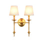 Frendorf | Messing Conus Wandleuchte Armatur Retro Weiße Stofflampenschirm 1/2 Lampen Esszimmer Wandleuchte Beleuchtung