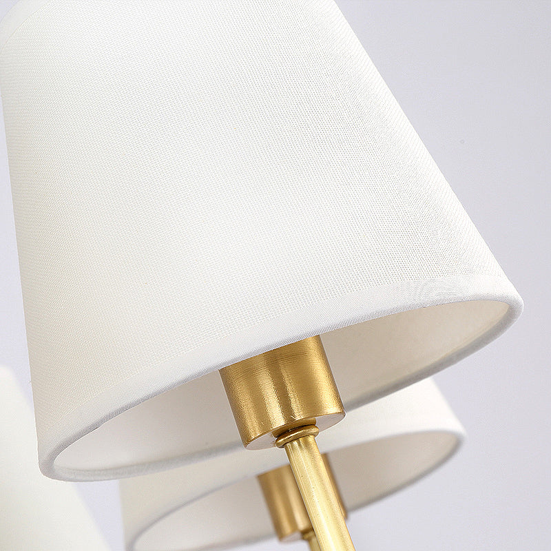 Frendorf | Messing Conus Wandleuchte Armatur Retro Weiße Stofflampenschirm 1/2 Lampen Esszimmer Wandleuchte Beleuchtung