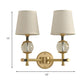 Frendorf | Gold konische wandmontage lamp traditionele witte stof 1/2 hoofden entree wandlamp met kristallen bal