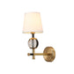 Frendorf | Gold konische wandmontage lamp traditionele witte stof 1/2 hoofden entree wandlamp met kristallen bal