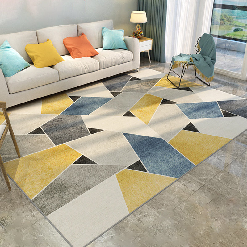Frendorf | Mode Nordic Teppich Multi-Farben 3D Geometrisch Gedruckter Teppich Anti-Rutsch Rücken Waschbar Tierfreundlicher Teppich für Wohnzimmer
