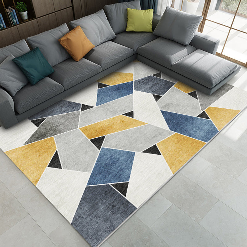 Frendorf | Mode Nordic Teppich Multi-Farben 3D Geometrisch Gedruckter Teppich Anti-Rutsch Rücken Waschbar Tierfreundlicher Teppich für Wohnzimmer