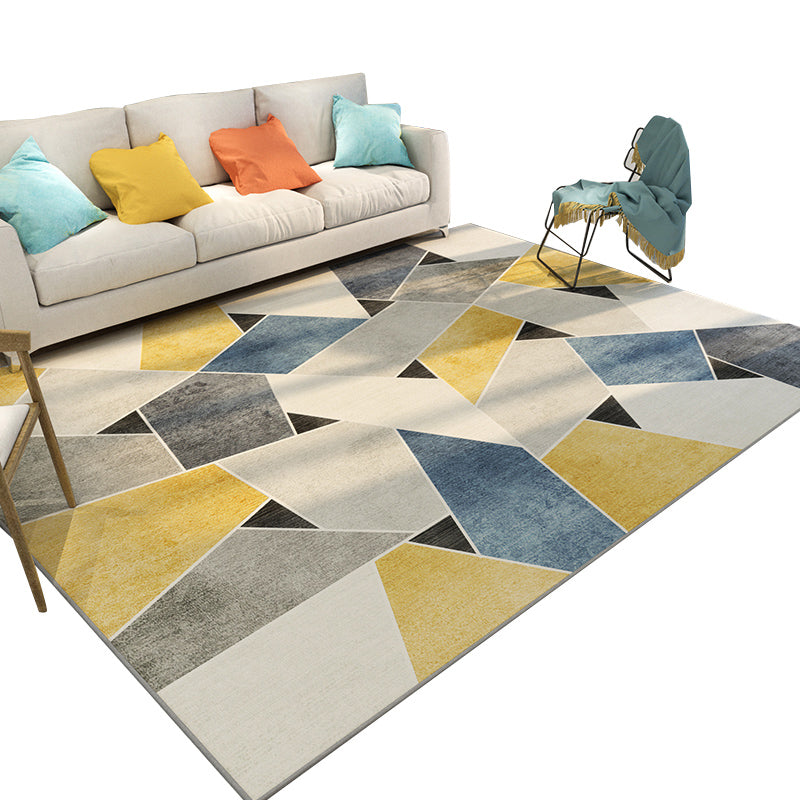 Frendorf | Mode Nordic Teppich Multi-Farben 3D Geometrisch Gedruckter Teppich Anti-Rutsch Rücken Waschbar Tierfreundlicher Teppich für Wohnzimmer