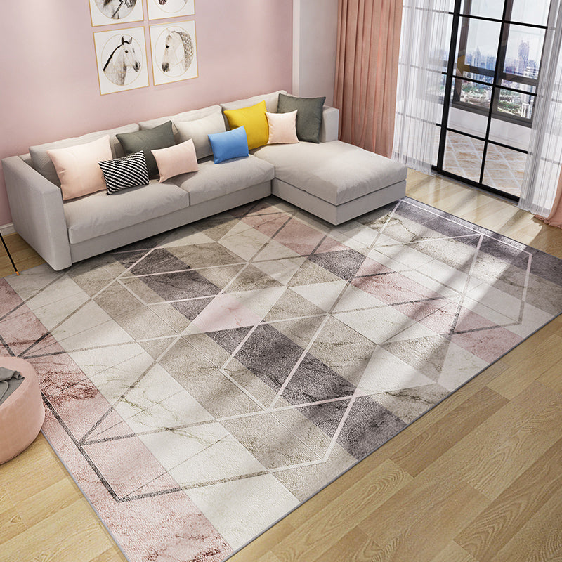 Frendorf | Mode Nordic Teppich Multi-Farben 3D Geometrisch Gedruckter Teppich Anti-Rutsch Rücken Waschbar Tierfreundlicher Teppich für Wohnzimmer