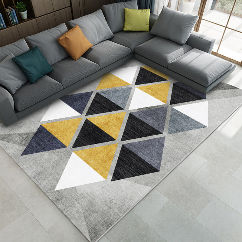 Frendorf | Mode Nordic Teppich Multi-Farben 3D Geometrisch Gedruckter Teppich Anti-Rutsch Rücken Waschbar Tierfreundlicher Teppich für Wohnzimmer